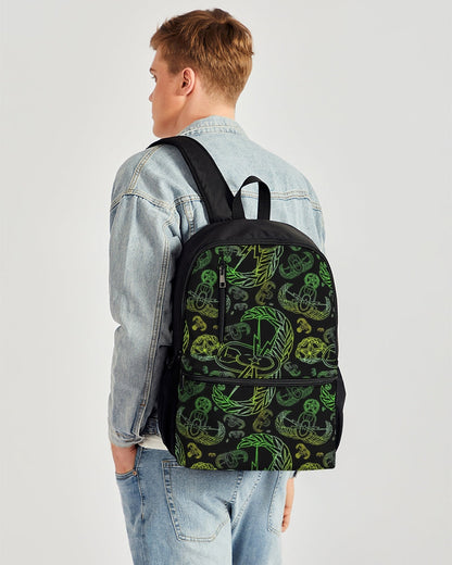 Print On Demand - Duo-Zip Backpack - "EOD Mixed Badges" (Lemon Lime on Black)