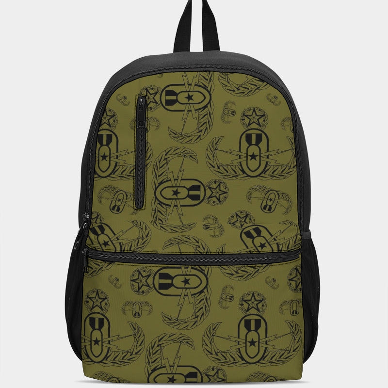 Print On demand - Duo-Zip Backpack - "EOD Badges x 3" (OD Green)