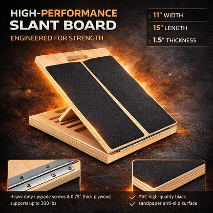 Jolissea® Adjustable Wooden Slant Board – Calf & Ankle Stretch Incline Balance Trainer