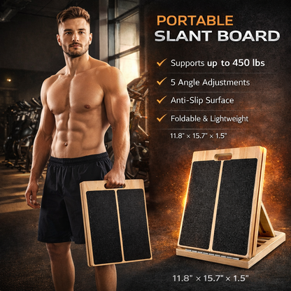 Jolissea® Adjustable Wooden Slant Board – Calf & Ankle Stretch Incline Balance Trainer