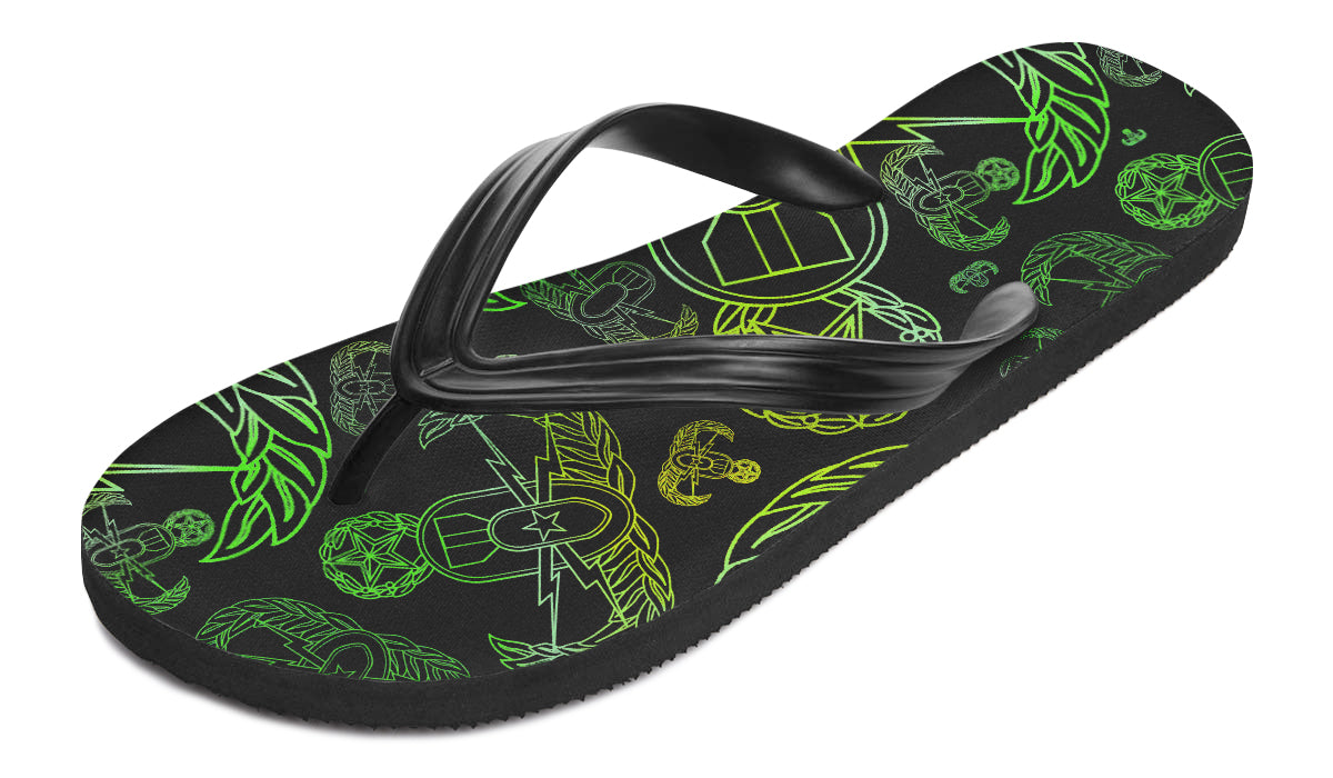 Flip Flops - "EOD Mixed Badges" (Lemon Lime on Black)