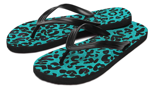 Print On Demand - Flip Flops - "Leopard" (Turquoise)