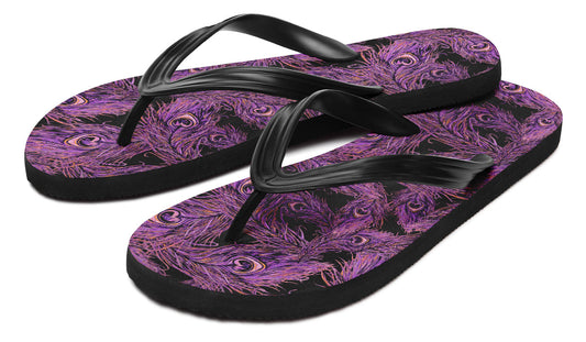 Print On Demand - Flip Flops - "Peacock Feathers" (Purple)