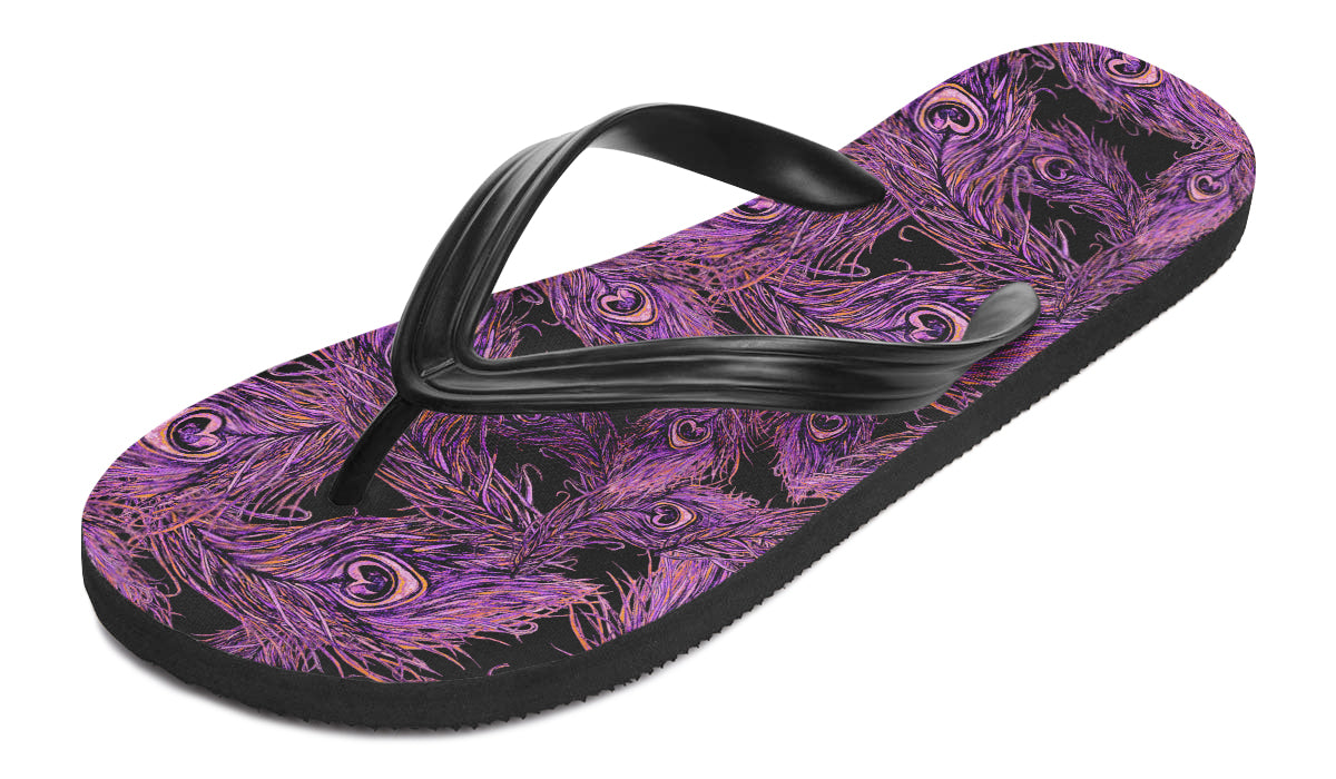 Print On Demand - Flip Flops - "Peacock Feathers" (Purple)