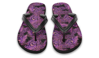 Print On Demand - Flip Flops - "Peacock Feathers" (Purple)