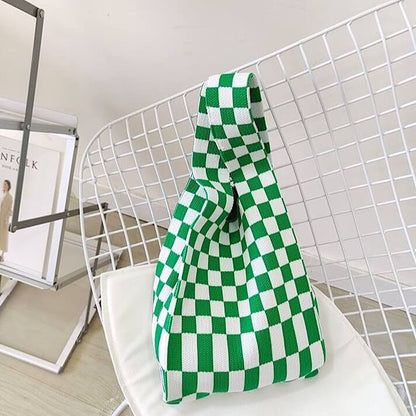 Ivy Knit Checkered Tote Bag