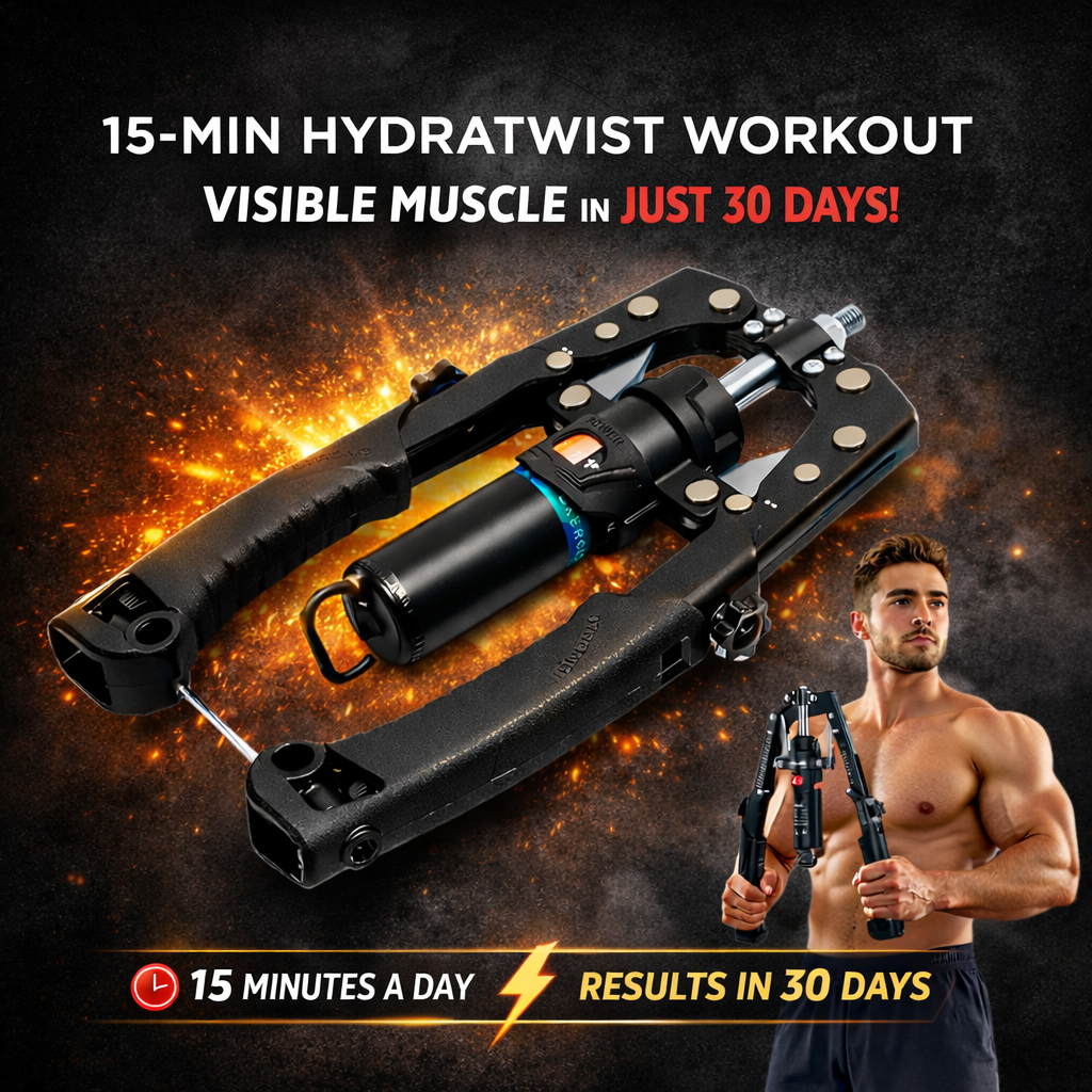 Jolissea muscle trainer hand grip device with a fit man demonstrating its use — the perfect home fitness solution.