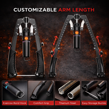 Train your way with Jolissea — customizable arm length, premium titanium steel, comfort grip, and built-in exercise band hook.