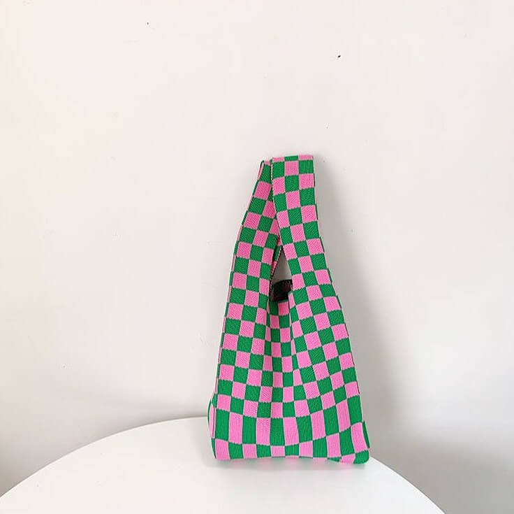 Ivy Knit Checkered Tote Bag