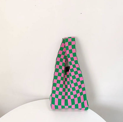 Ivy Knit Checkered Tote Bag