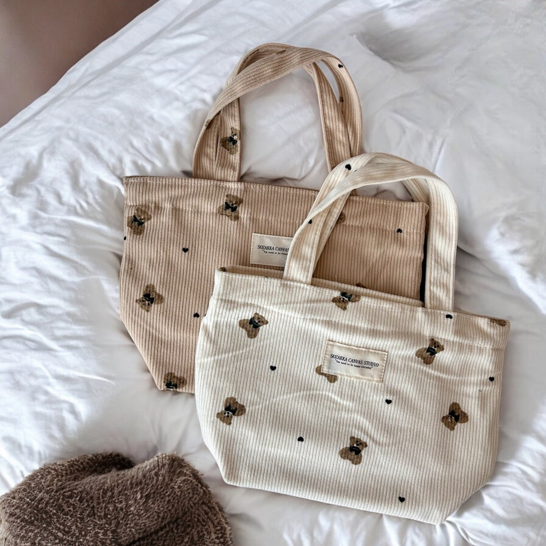 Teddy Bear Corduroy Makeup Bags