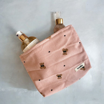 Teddy Bear Corduroy Makeup Bags
