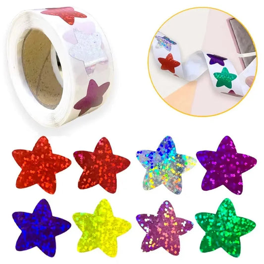 100-500PCS New Star Stickers Roll Small Packaging Pack Stickers Photocard Rolling Sticker