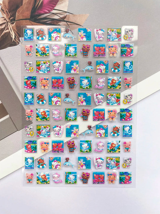 1/3/5Pcs Sanrio Y2K Retro Black Skin Hello Kitty Nail Art Sticker Ultra-Thin Self-Adhesive Slider DIY Manicure