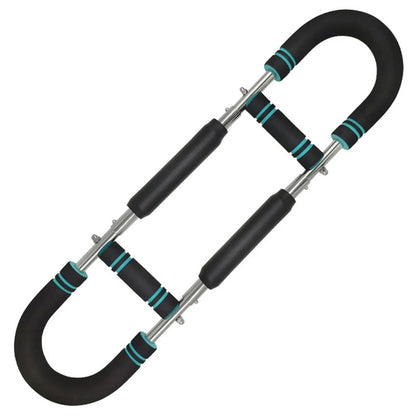 Aznolt black and teal foam-padded home fitness bar for strength training workouts