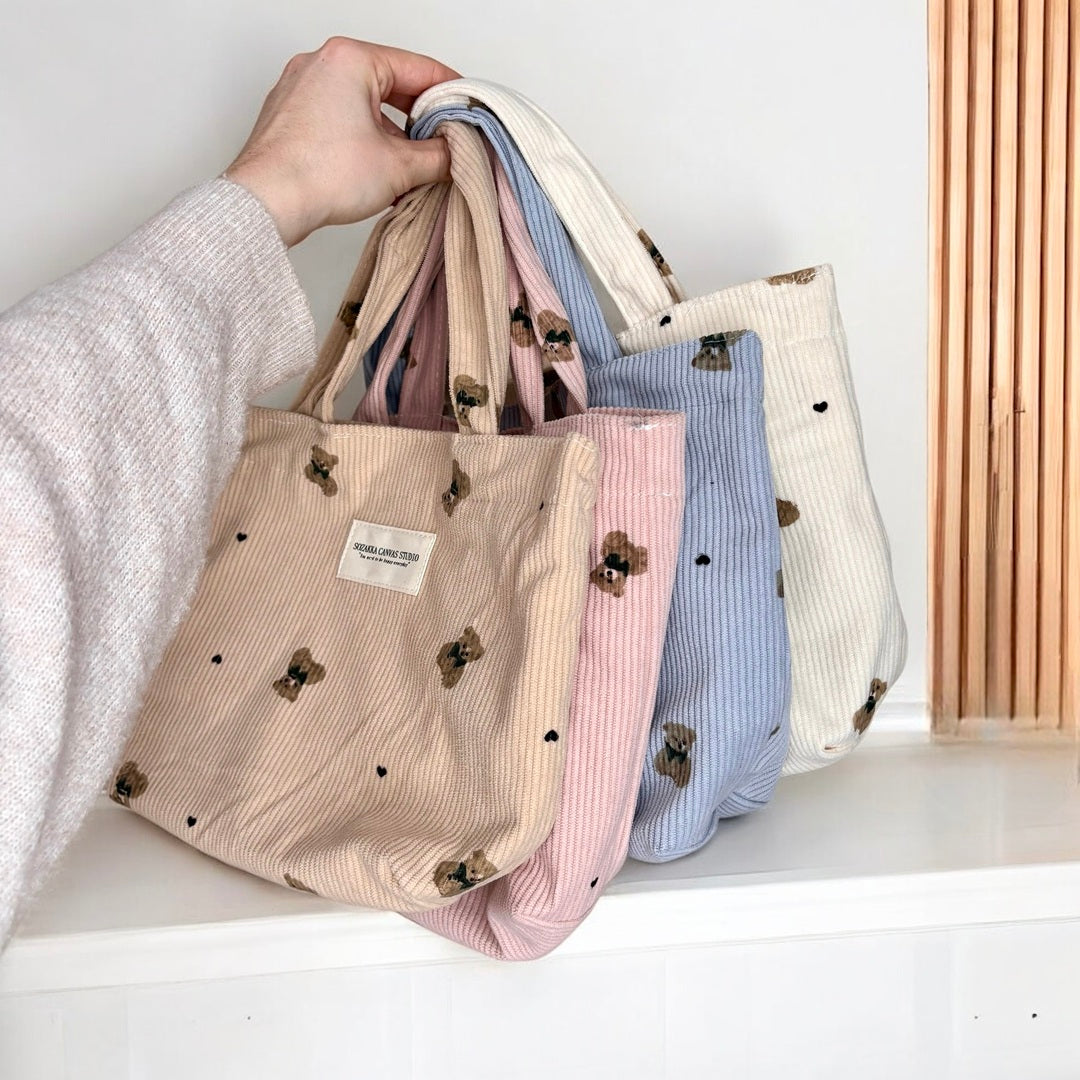 Teddy Bear Corduroy Makeup Bags