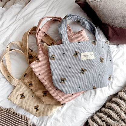 Teddy Bear Corduroy Makeup Bags